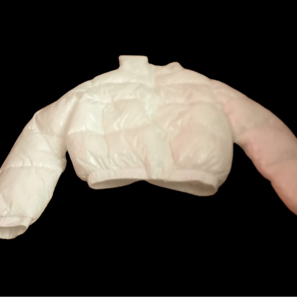 White puffer(bubble) coat. Waist length